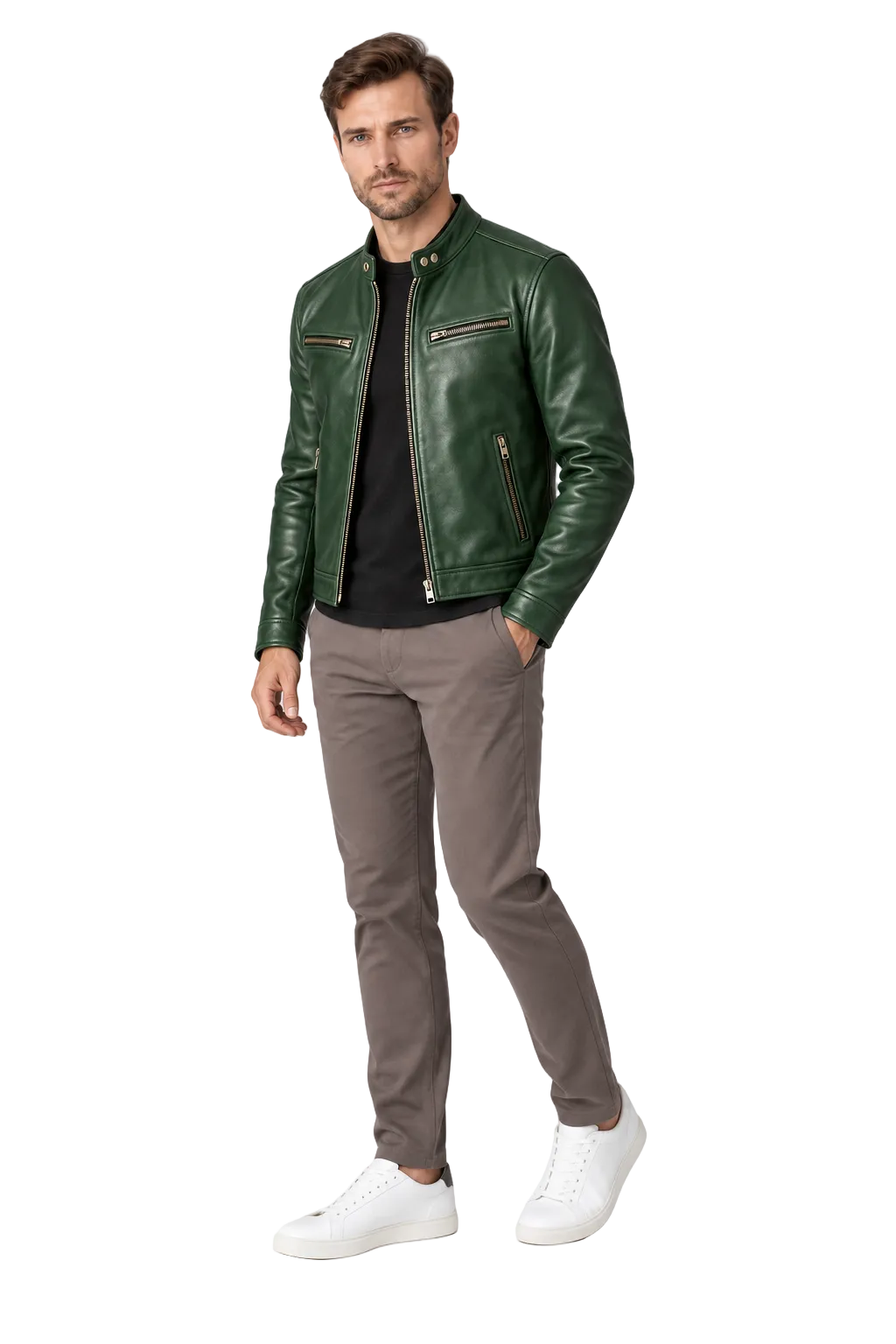 Men's Leather Jacket Vintage Finish Four-Pocket Design | Glitz & Fashion