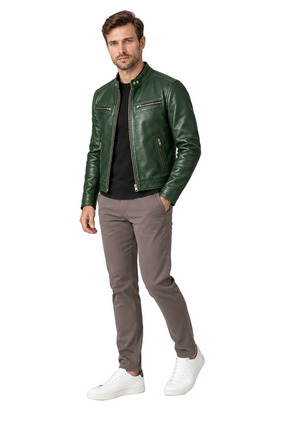 Men's Leather Jacket Vintage Finish Four-Pocket Design | Glitz & Fashion