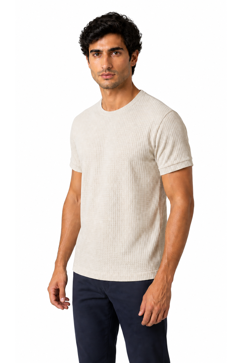 Men's T-Shirt Textured Fabric Crew Neck | Glitz & Fashion
