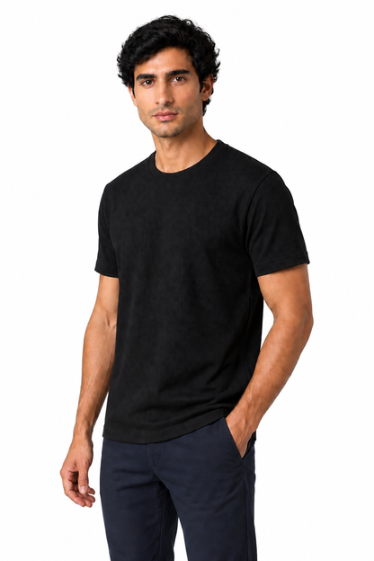 Men's T-Shirt Textured Fabric Crew Neck | Glitz & Fashion