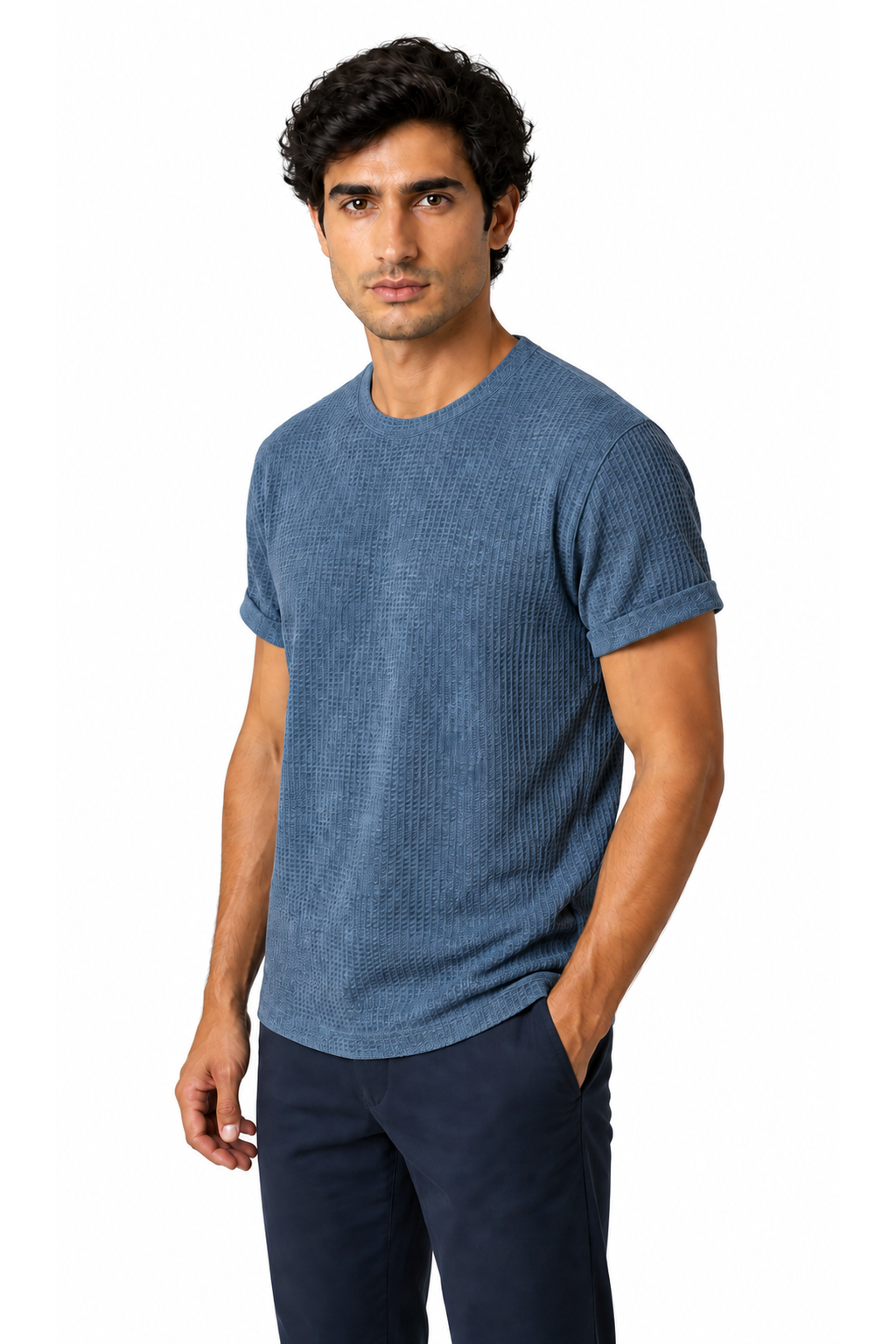 Men's T-Shirt Textured Fabric Crew Neck | Glitz & Fashion