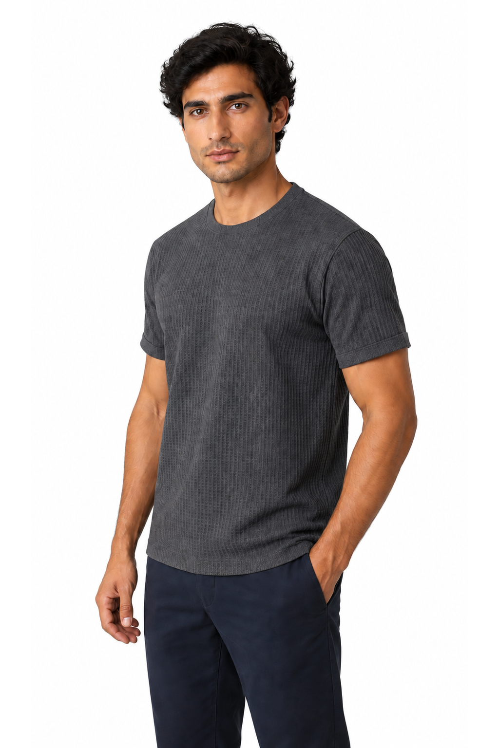Men's T-Shirt Textured Fabric Crew Neck | Glitz & Fashion