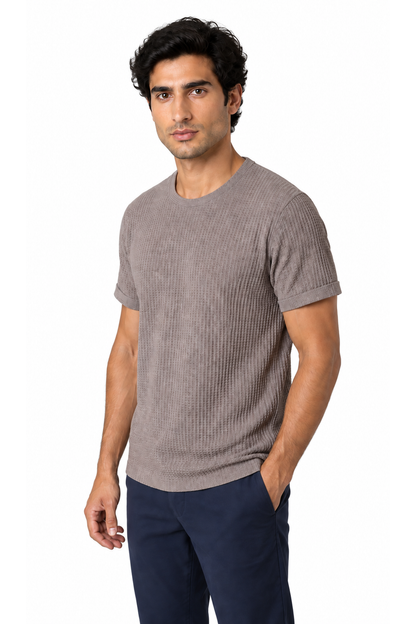 Men's T-Shirt Textured Fabric Crew Neck | Glitz & Fashion