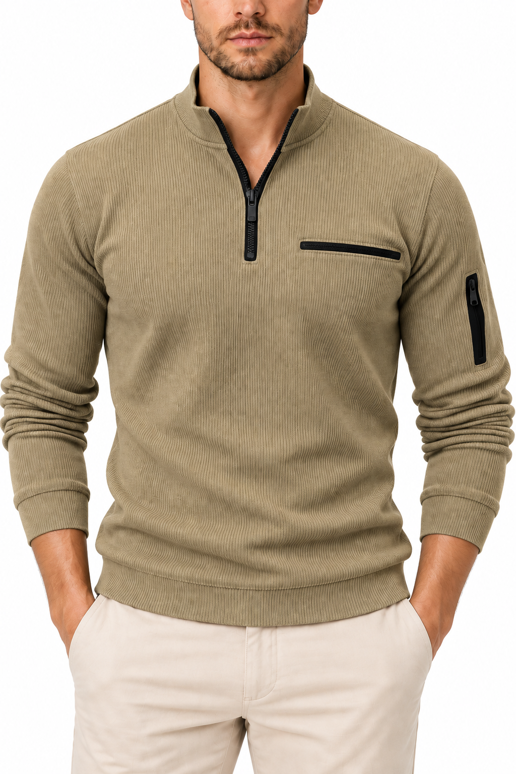 Men's Ribbed Quarter-Zip Pullover | Glitz & Fashion