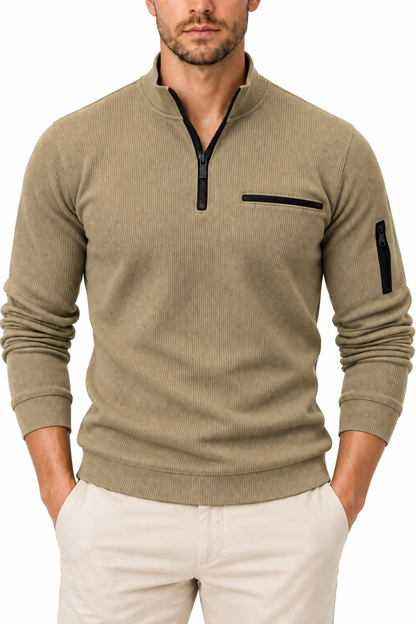 Men's Ribbed Quarter-Zip Pullover | Glitz & Fashion