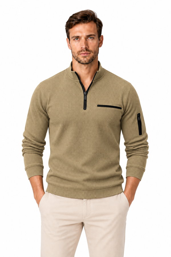 Men's Ribbed Quarter-Zip Pullover | Glitz & Fashion