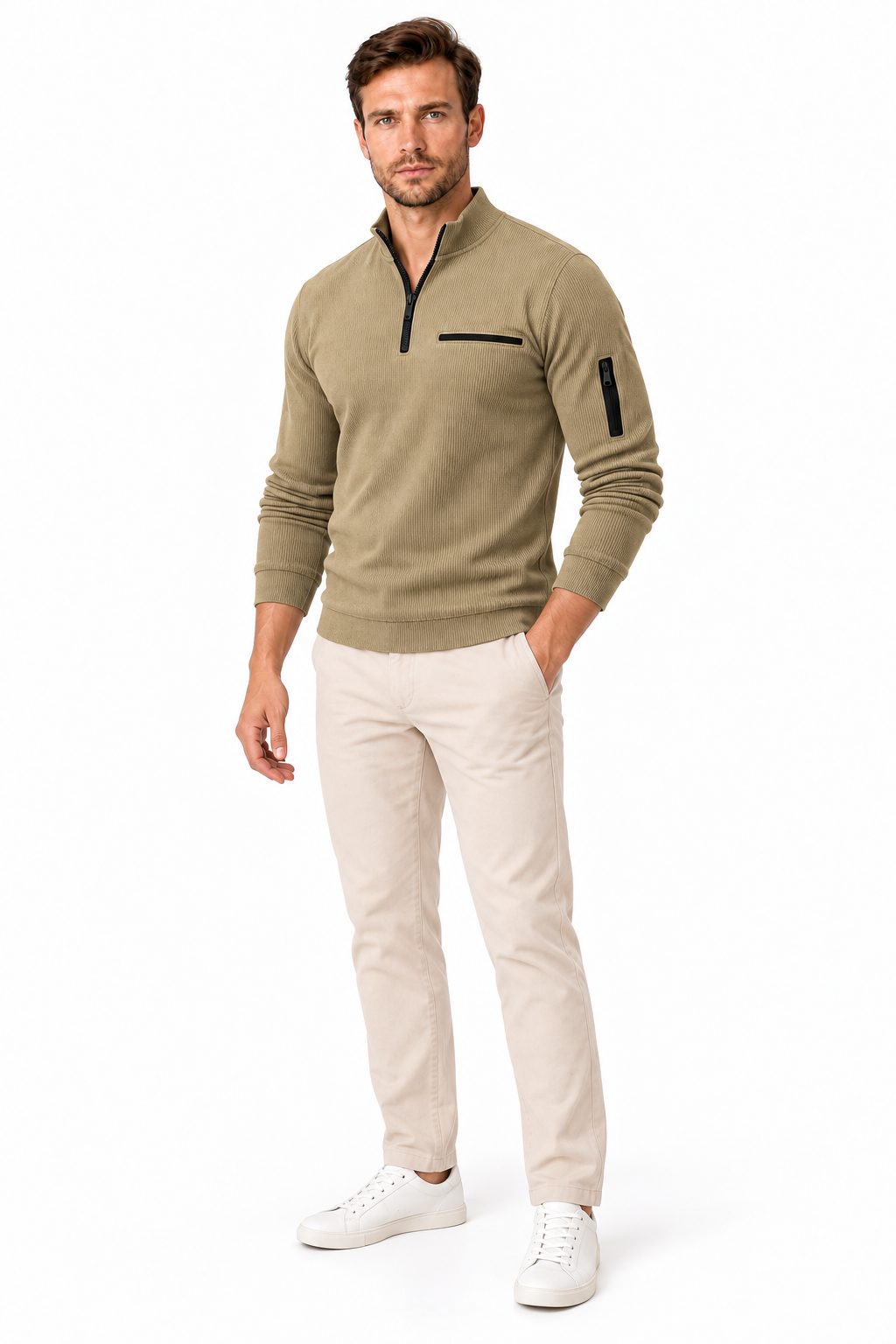 Men's Ribbed Quarter-Zip Pullover | Glitz & Fashion