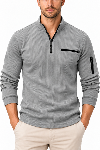 Men's Ribbed Quarter-Zip Pullover | Glitz & Fashion