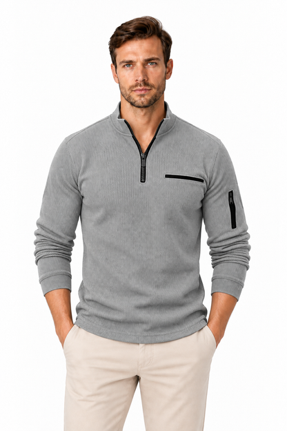 Men's Ribbed Quarter-Zip Pullover | Glitz & Fashion