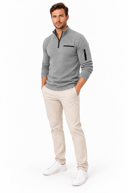 Men's Ribbed Quarter-Zip Pullover | Glitz & Fashion