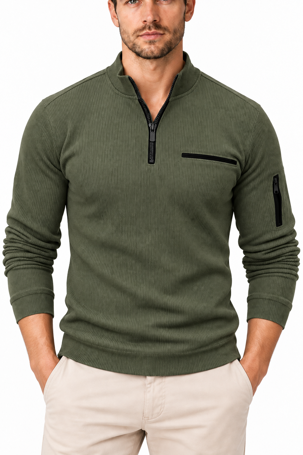 Men's Ribbed Quarter-Zip Pullover | Glitz & Fashion