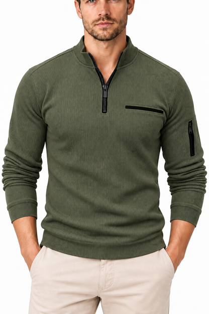 Men's Ribbed Quarter-Zip Pullover | Glitz & Fashion