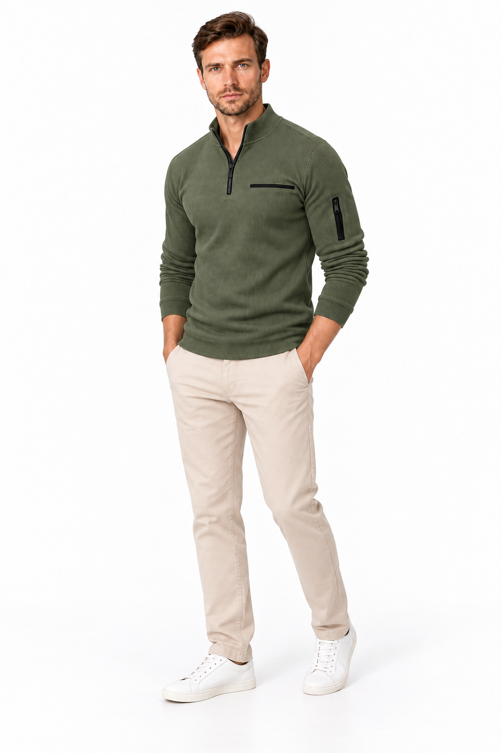 Men's Ribbed Quarter-Zip Pullover | Glitz & Fashion