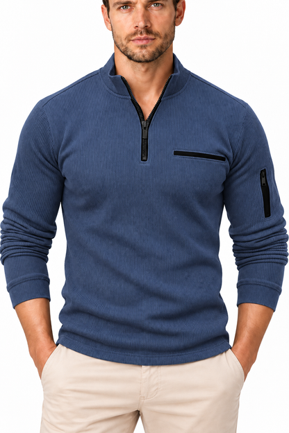 Men's Ribbed Quarter-Zip Pullover | Glitz & Fashion