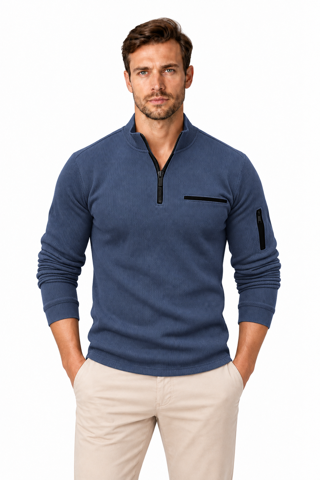 Men's Ribbed Quarter-Zip Pullover | Glitz & Fashion