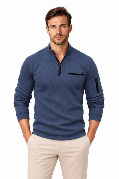 Men's Ribbed Quarter-Zip Pullover | Glitz & Fashion