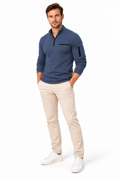 Men's Ribbed Quarter-Zip Pullover | Glitz & Fashion