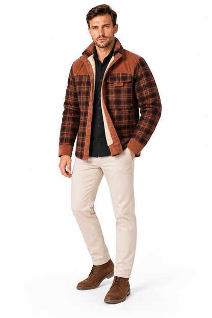 Men's Sherpa-Lined Plaid Jacket | Glitz & Fashion