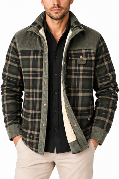 Men's Sherpa-Lined Plaid Jacket | Glitz & Fashion