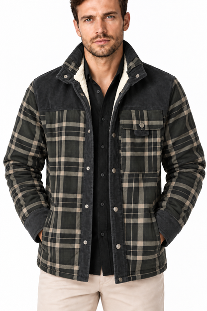 Men's Sherpa-Lined Plaid Jacket | Glitz & Fashion