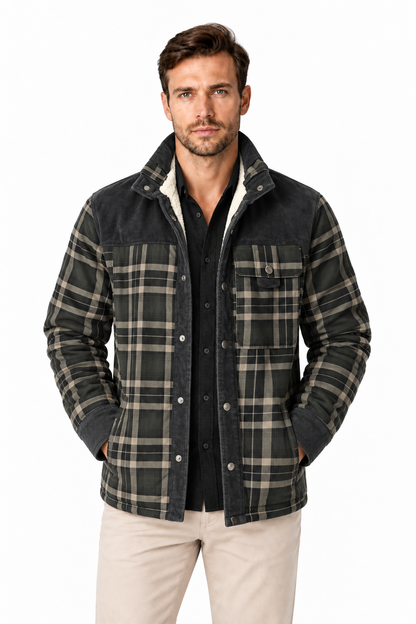 Men's Sherpa-Lined Plaid Jacket | Glitz & Fashion