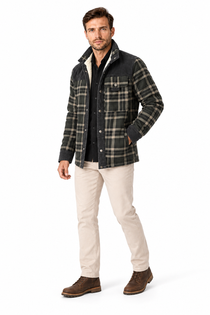 Men's Sherpa-Lined Plaid Jacket | Glitz & Fashion