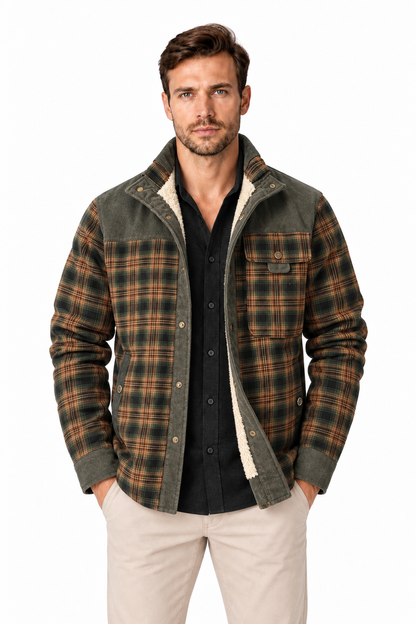 Men's Sherpa-Lined Plaid Jacket | Glitz & Fashion