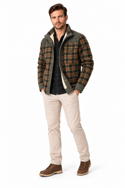 Men's Sherpa-Lined Plaid Jacket | Glitz & Fashion