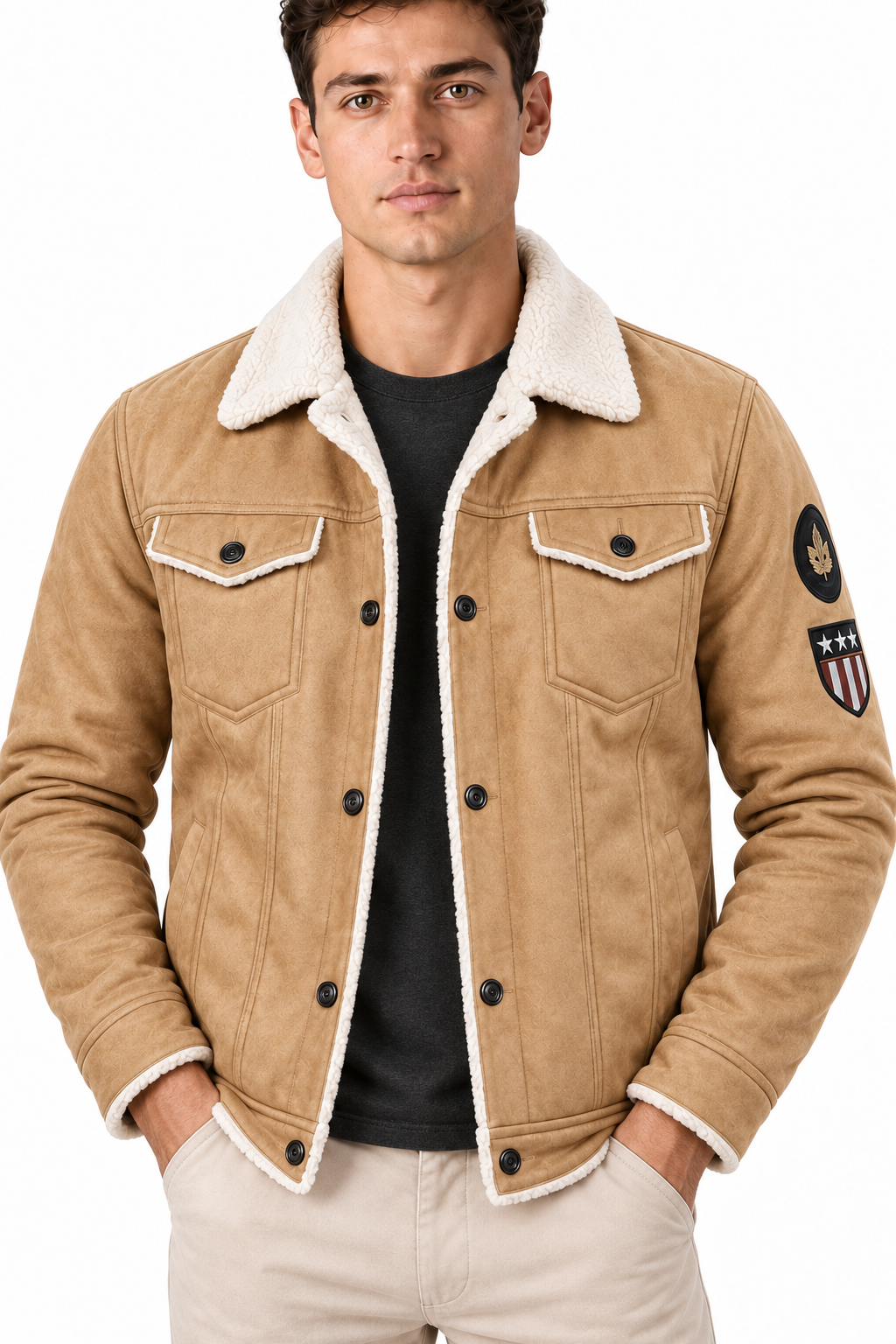 Men's Fleece-Lined Leather Trucker Jacket | Glitz & Fashion