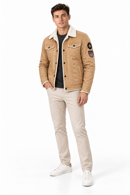 Men's Fleece-Lined Leather Trucker Jacket | Glitz & Fashion