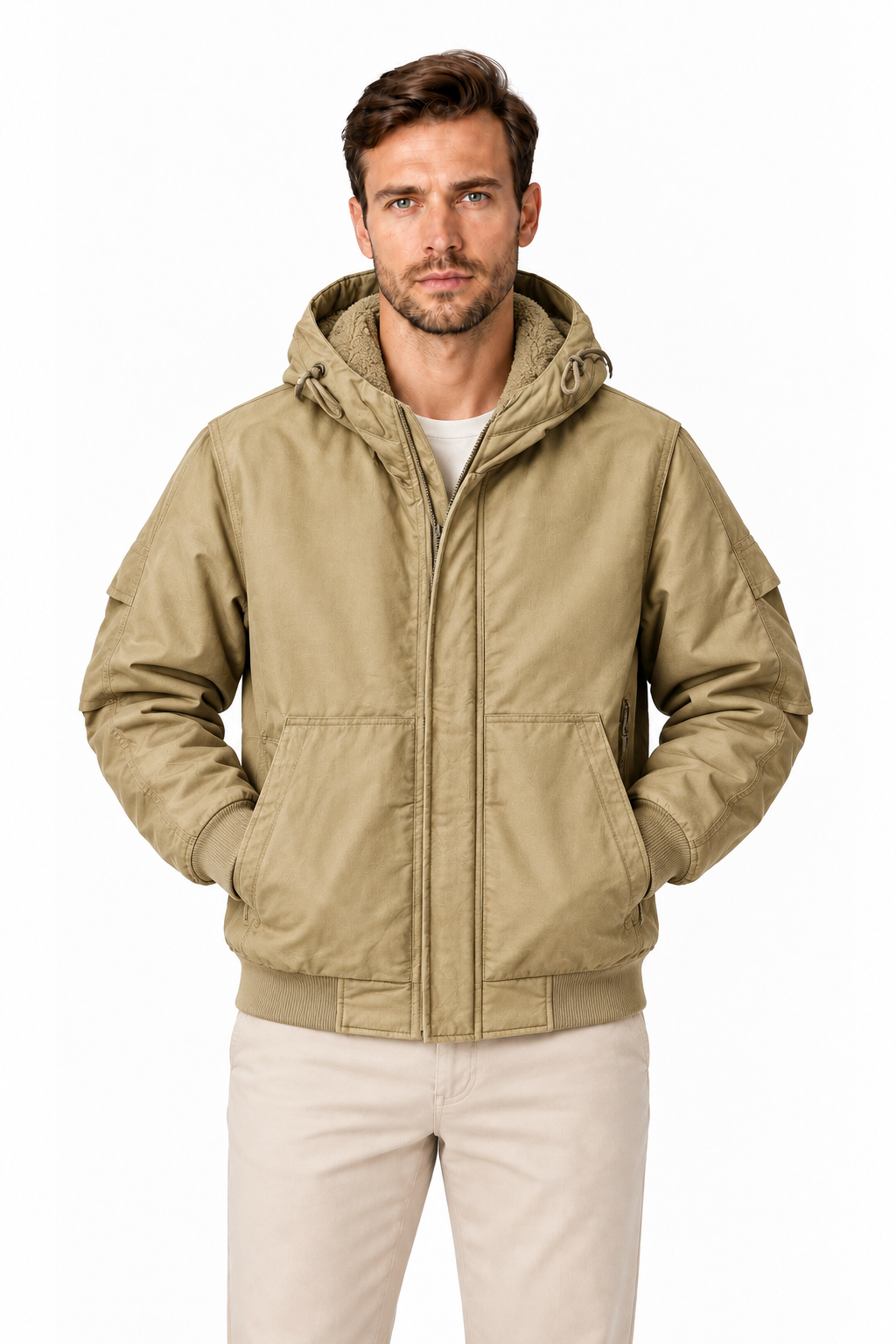 Men's Fleece-Lined Hooded Bomber Jacket | Glitz & Fashion