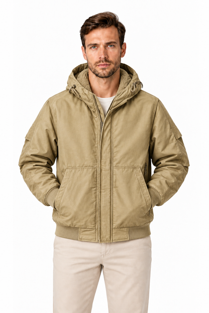 Men's Fleece-Lined Hooded Bomber Jacket | Glitz & Fashion