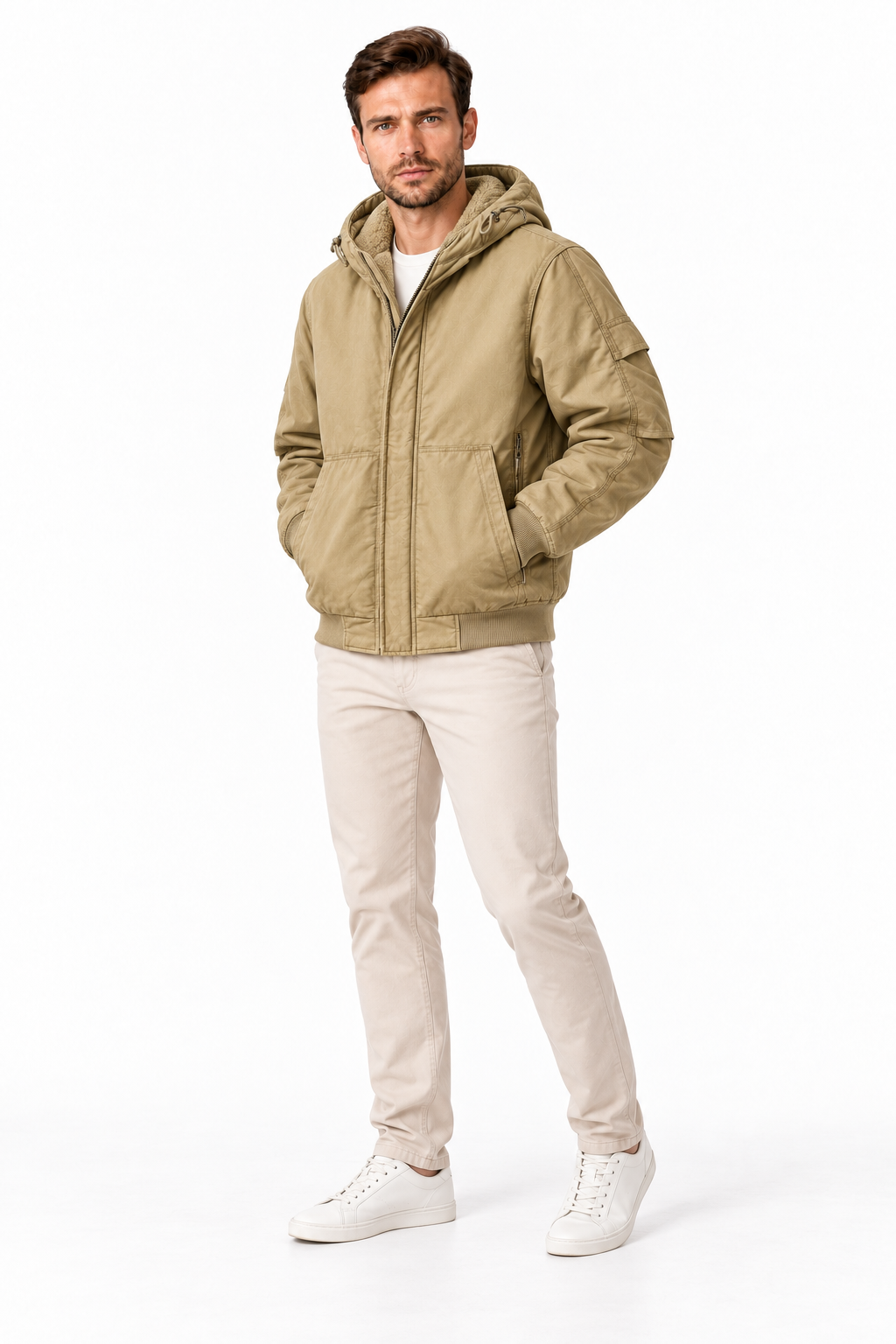 Men's Fleece-Lined Hooded Bomber Jacket | Glitz & Fashion