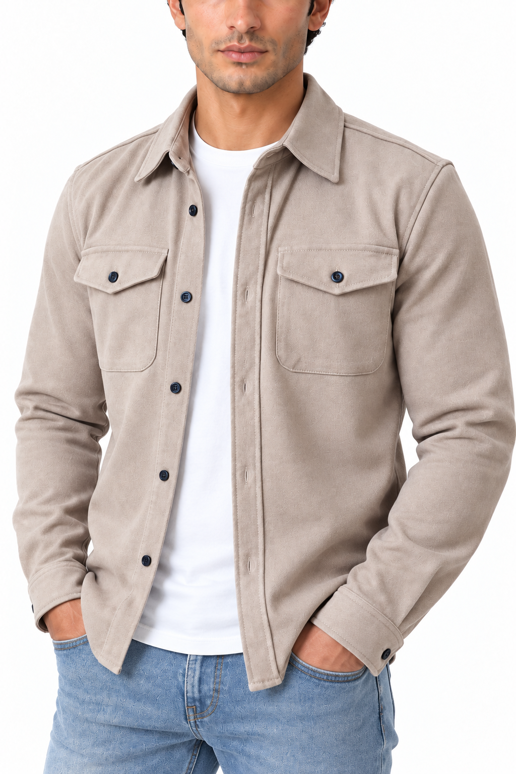 Men's Cotton Overshirt Chest Pockets | Glitz & Fashion