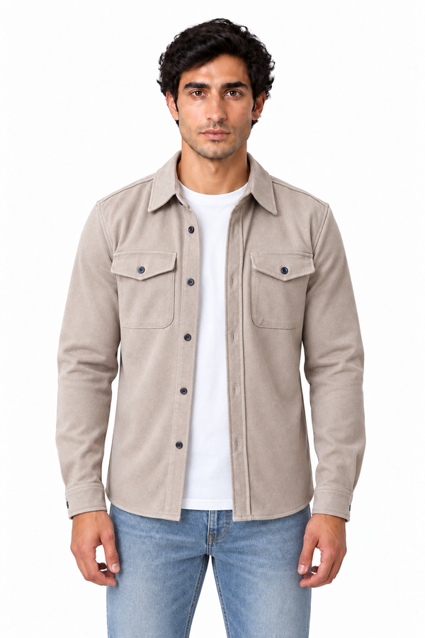 Men's Cotton Overshirt Chest Pockets | Glitz & Fashion