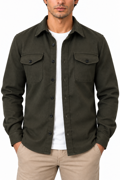 Men's Cotton Overshirt Chest Pockets | Glitz & Fashion
