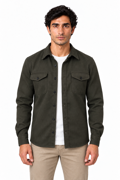 Men's Cotton Overshirt Chest Pockets | Glitz & Fashion