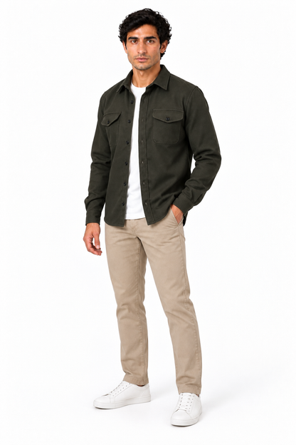 Men's Cotton Overshirt Chest Pockets | Glitz & Fashion