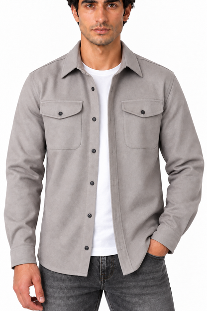 Men's Cotton Overshirt Chest Pockets | Glitz & Fashion