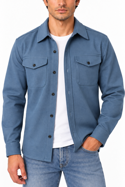 Men's Cotton Overshirt Chest Pockets | Glitz & Fashion