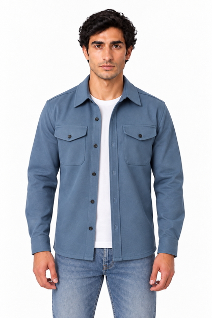 Men's Cotton Overshirt Chest Pockets | Glitz & Fashion