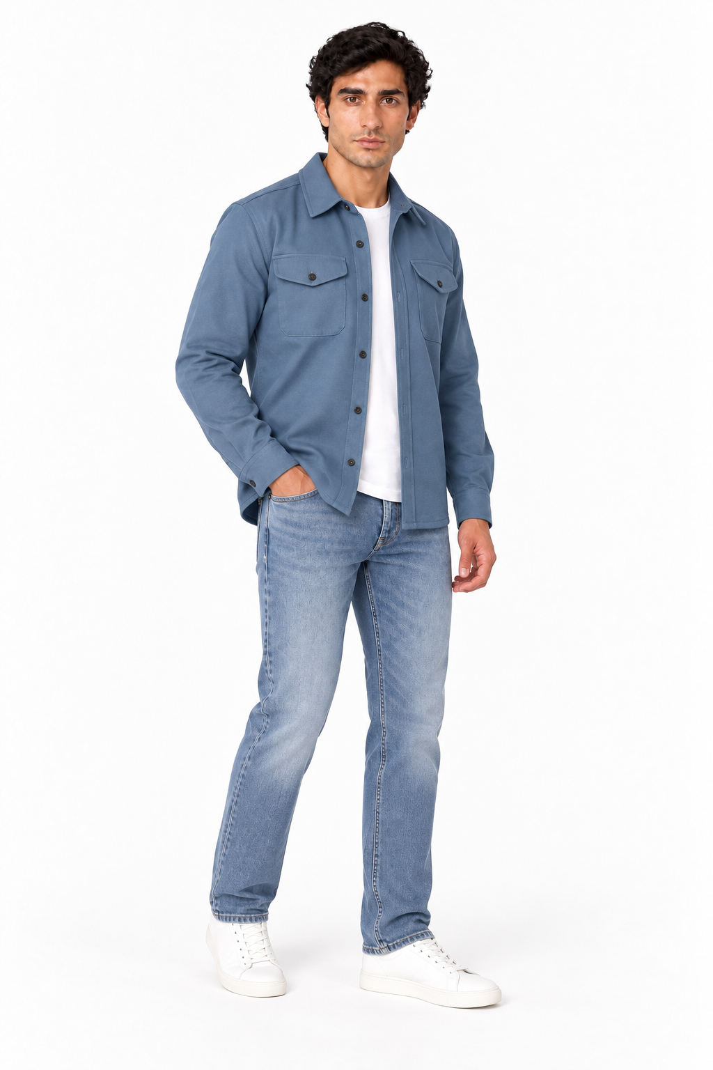Men's Cotton Overshirt Chest Pockets | Glitz & Fashion