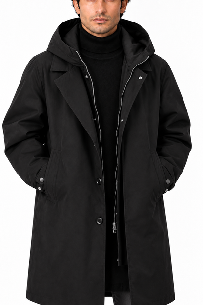 Men's Hooded Longline Overcoat | Glitz & Fashion