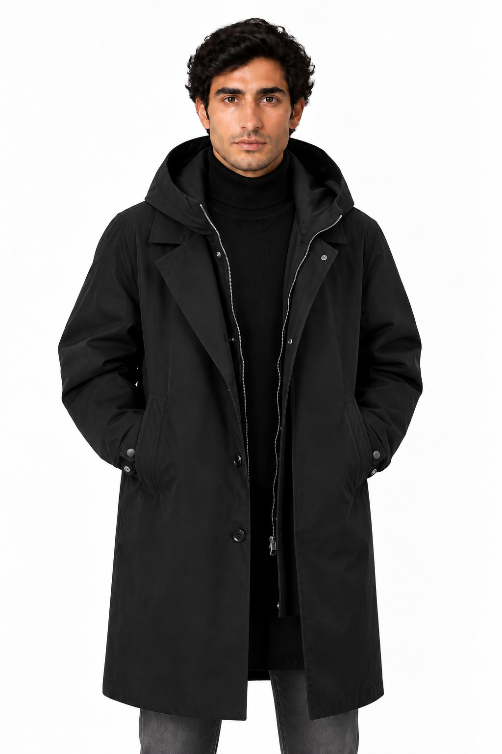 Men's Hooded Longline Overcoat | Glitz & Fashion