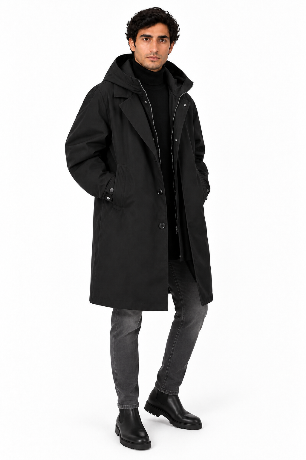 Men's Hooded Longline Overcoat | Glitz & Fashion