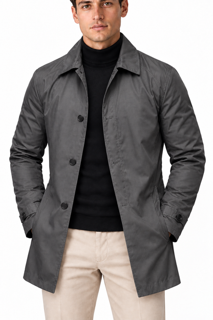 Men's Slim Fit Mid-Length Mac Coat | Glitz & Fashion