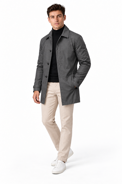 Men's Slim Fit Mid-Length Mac Coat | Glitz & Fashion