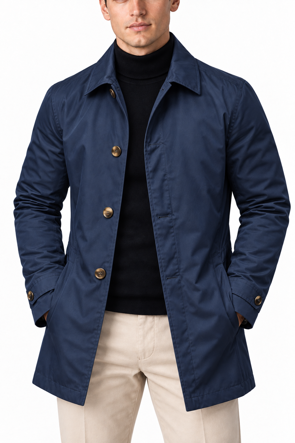 Men's Slim Fit Mid-Length Mac Coat | Glitz & Fashion