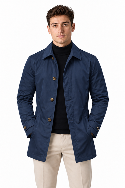 Men's Slim Fit Mid-Length Mac Coat | Glitz & Fashion