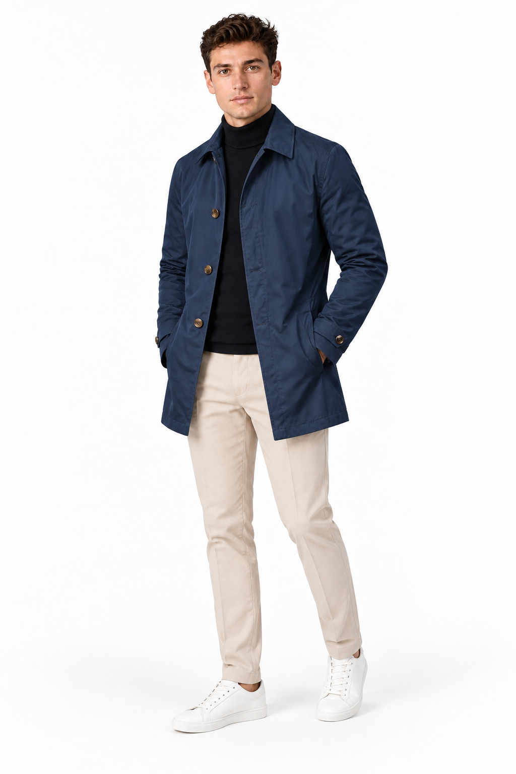 Men's Slim Fit Mid-Length Mac Coat | Glitz & Fashion